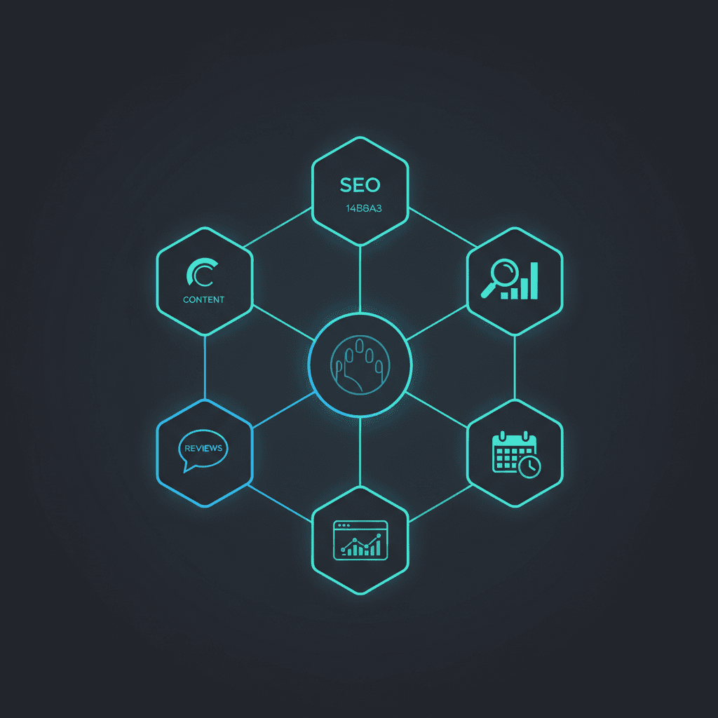 Agentic AI marketing team architecture diagram showing five specialized agents connected in a coordinated system