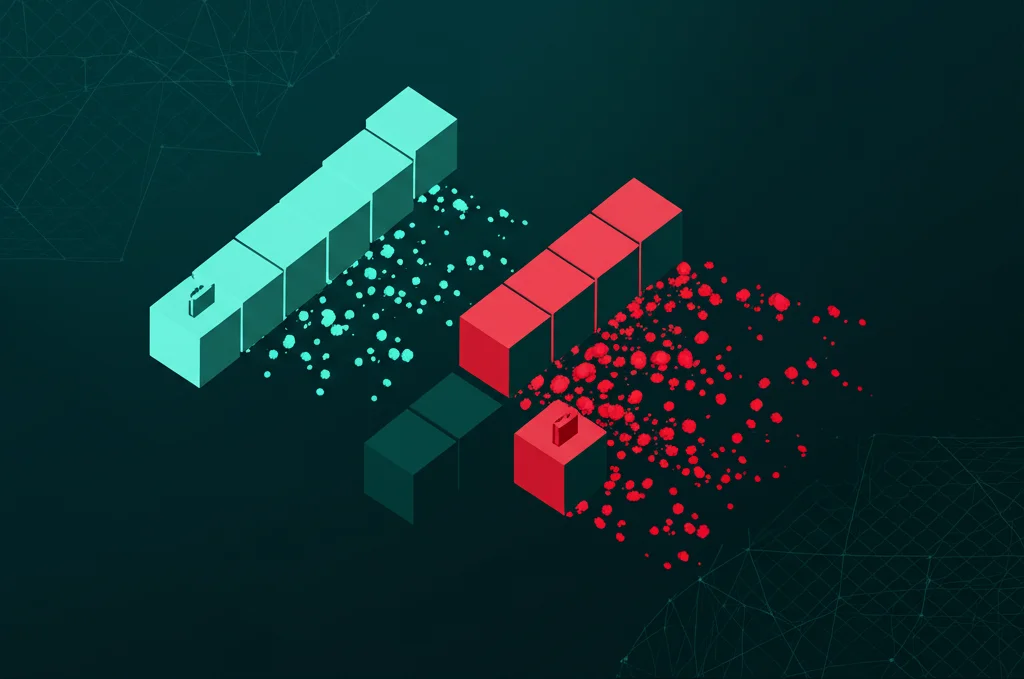 Backup destruction visualization showing data being systematically erased